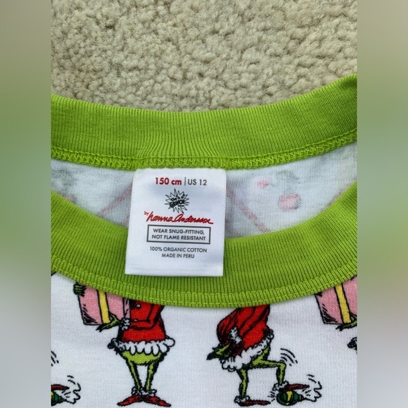 Hanna Andersson Size 150, 12, Grinch Holiday Long John Pajamas - Picture 3 of 7